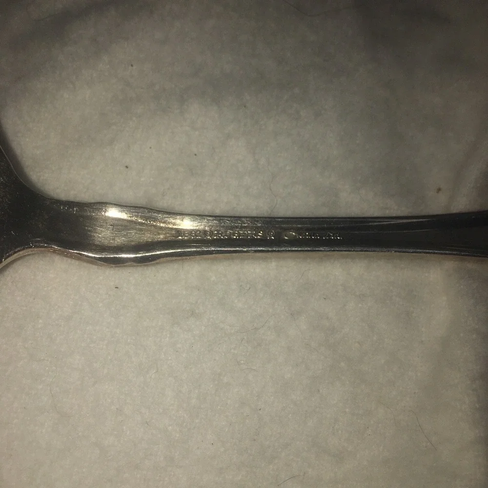 1881 ROGERS VINTAGE 1978 ALOUETTE PATTERN SILVERPLATE MEAT FORK & Slotted SPOON